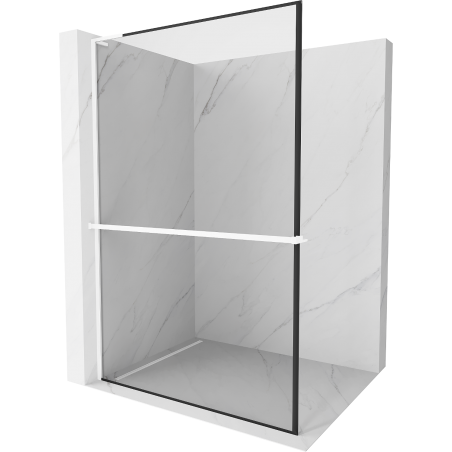 Mexen Kioto+ L sprchová stěna s poličkou Walk-in 50 x 200 cm, černý rám, bílá - 800-050-123-20-70