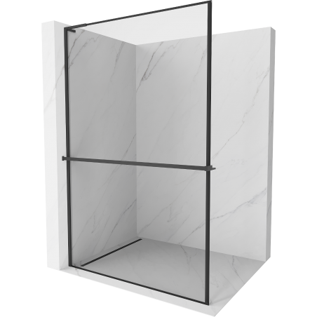 Mexen Kioto+ L sprchová stěna s policí Walk-in 120 x 200 cm, černý rám, černá - 800-120-123-70-70