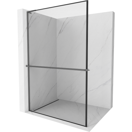 Mexen Kioto+ L sprchová stěna s policí Walk-in 100 x 200 cm, černý rám, gun metal - 800-100-123-95-70