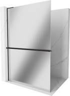 Mexen Kioto+ L sprchová stěna s policí Walk-in 80 x 200 cm, zrcadlo, černá - 800-080-123-70-50