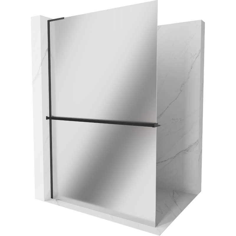 Mexen Kioto+ L sprchová stěna s policí Walk-in 100 x 200 cm, zrcadlo, černá - 800-100-123-70-50