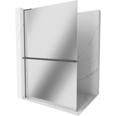 Mexen Kioto+ L sprchová zástěna s policí Walk-in 90 x 200 cm, zrcadlo, gun gray kartáčovaný - 800-090-123-66-50