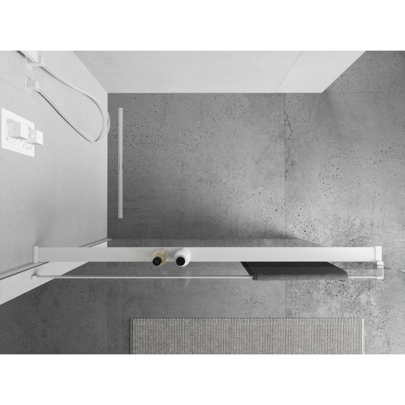 Mexen police na sprchovou stěnu s relingem na ručníky, bílá - 800-02-20