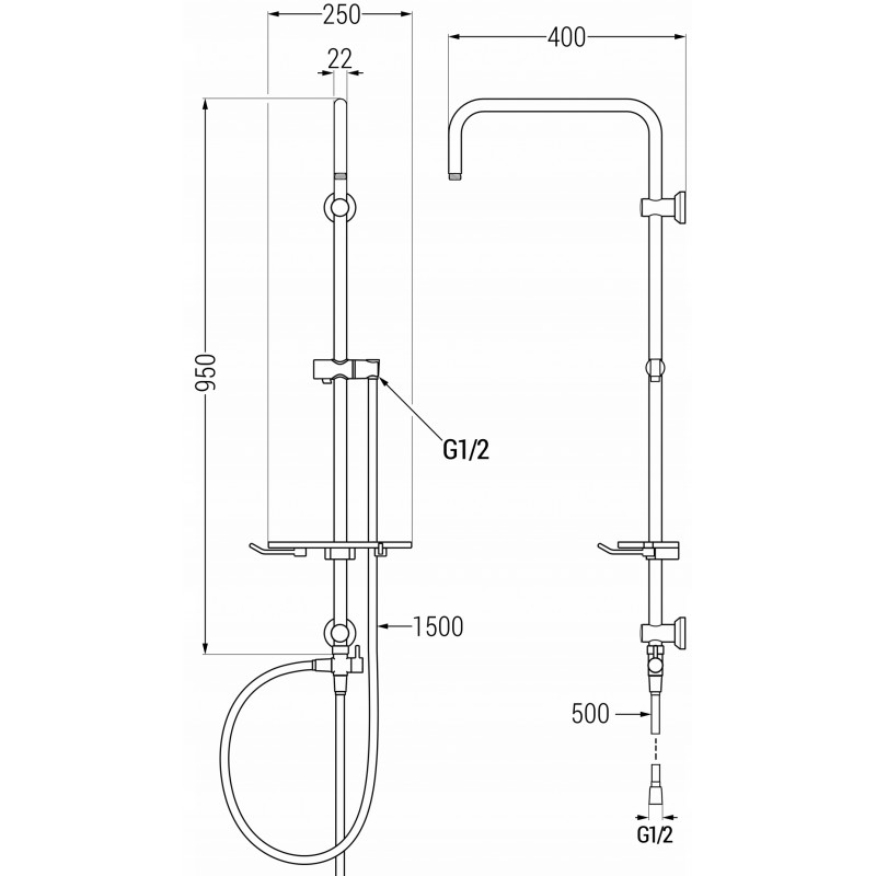 Mexen T sprchový sloup, černý - 7939399-70