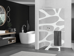Mexen Kioto+ L sprchová stěna s poličkou Walk-in 80 x 200 cm, bílá vlna, bílá - 800-080-123-20-97