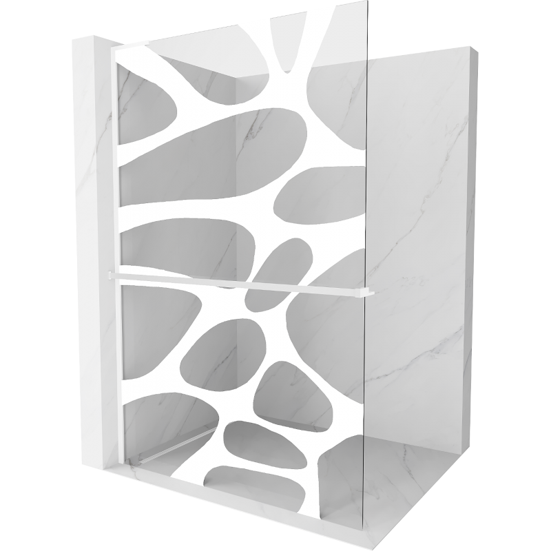 Mexen Kioto+ L sprchová stěna s policí Walk-in 120 x 200 cm, bílá vlna, bílá - 800-120-123-20-97