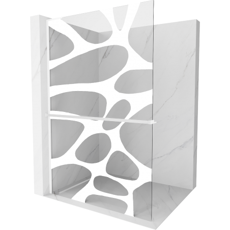 Mexen Kioto+ L sprchová stěna s policí Walk-in 120 x 200 cm, bílá vlna, bílá - 800-120-123-20-97