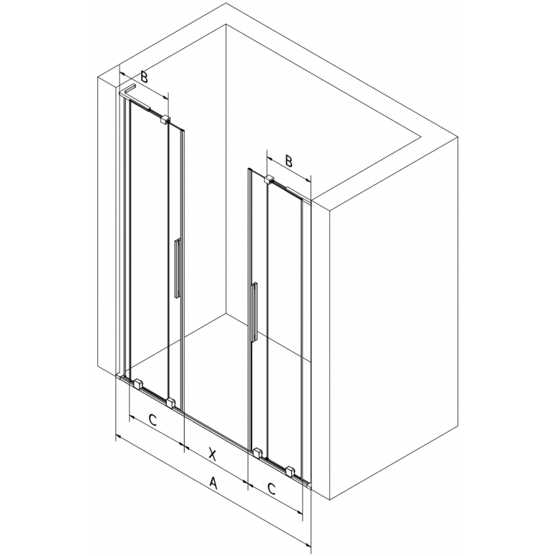 Mexen Velar L Duo sprchové dveře posuvné 140 cm, transparentní, gun metal - 871-140-003-02-95