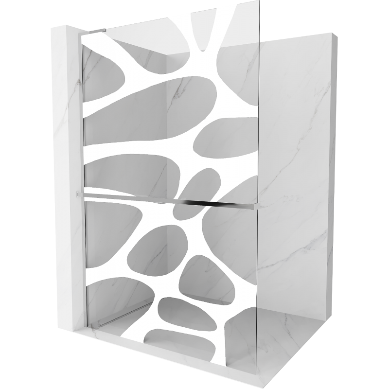 Mexen Kioto+ L sprchová stěna s poličkou Walk-in 120 x 200 cm, bílá vlna, chrom - 800-120-123-01-97