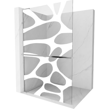 Mexen Kioto+ L sprchová stěna s poličkou Walk-in 120 x 200 cm, bílá vlna, chrom - 800-120-123-01-97