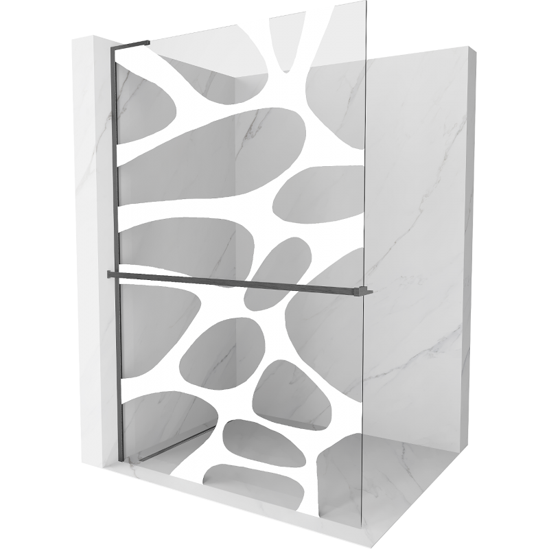 Mexen Kioto+ L sprchová stěna s poličkou Walk-in 80 x 200 cm, bílá vlna, kartáčovaný gun gray - 800-080-123-66-97