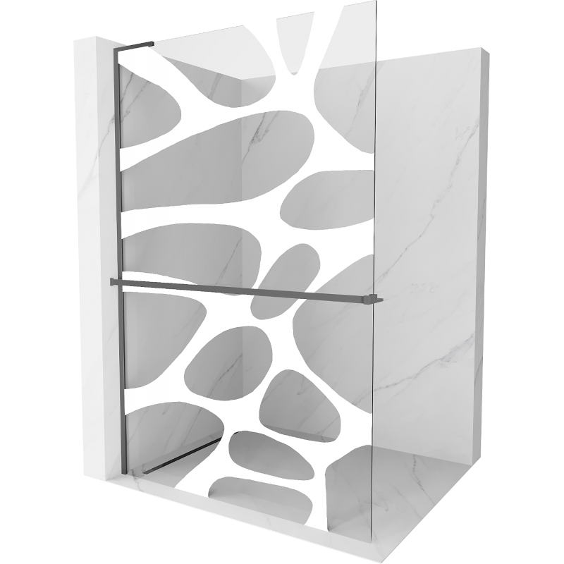 Mexen Kioto+ L panel sprchy se stěnou Walk-in 70 x 200 cm, bílá vlna, gun metal - 800-070-123-95-97