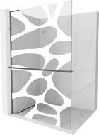 Mexen Kioto+ L panel sprchy se stěnou Walk-in 70 x 200 cm, bílá vlna, gun metal - 800-070-123-95-97