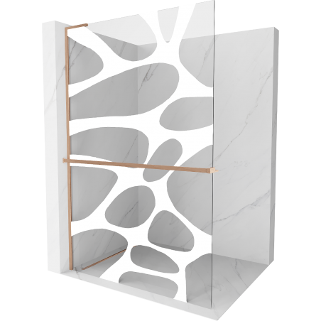 Mexen Kioto+ L sprchová stěna s poličkou Walk-in 90 x 200 cm, bílá vlna, kartáčovaný měď - 800-090-123-65-97