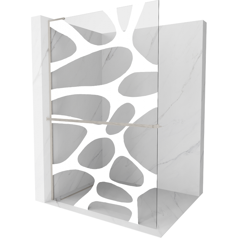 Mexen Kioto+ L sprchová stěna s poličkou Walk-in 70 x 200 cm, bílá vlna, kartáčovaný nikl - 800-070-123-97-97