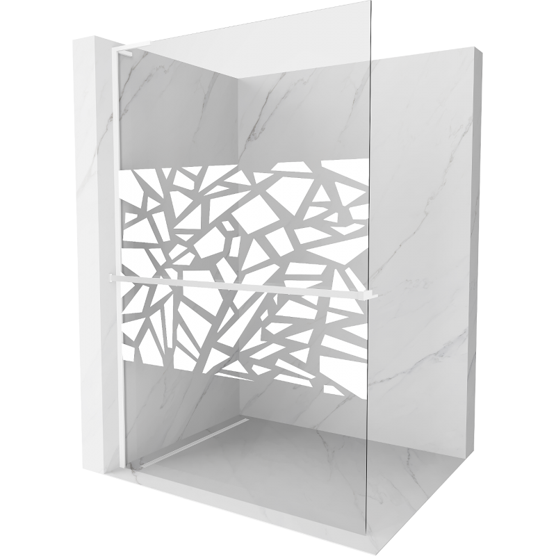 Mexen Kioto+ L sprchová stěna s poličkou Walk-in 80 x 200 cm, bílý vzor, bílá - 800-080-123-20-85