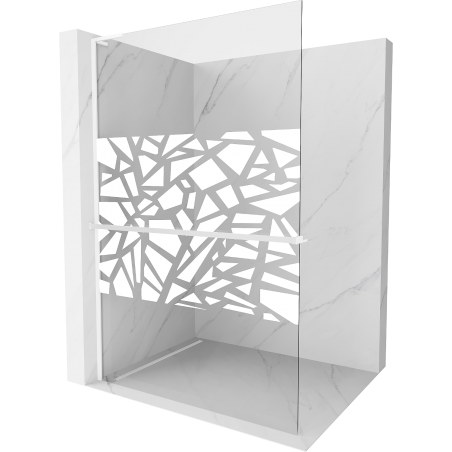 Mexen Kioto+ L sprchová zástěna s policí Walk-in 90 x 200 cm, bílý vzor, bílá - 800-090-123-20-85