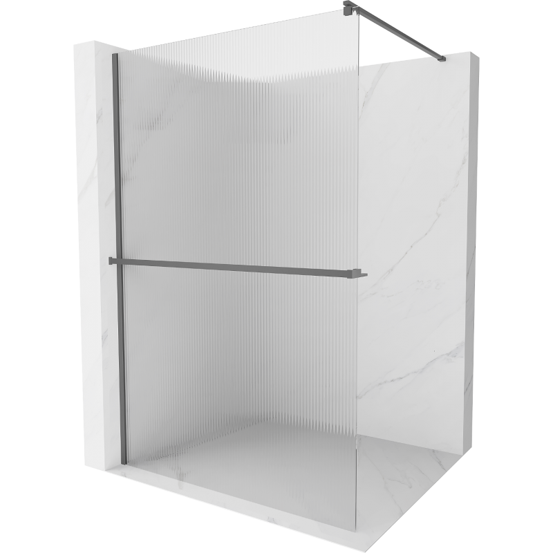 Mexen Kioto+ sprchová stěna s policí Walk-in 100 x 200 cm, proužky, antracit - 800-100-121-95-09