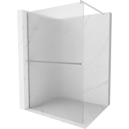 Mexen Kioto+ sprchová stěna s policí Walk-in 70 x 200 cm, proužky, kartáčovaný nikl - 800-070-121-97-09