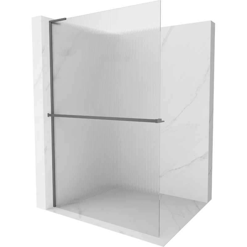 Mexen Kioto+ L sprchová stěna s policí Walk-in 80 x 200 cm, pruhy, gun metal - 800-080-123-95-09