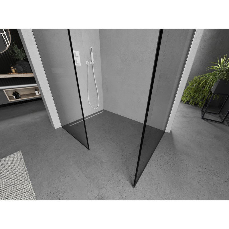 Mexen Kioto sprchová stěna Walk-in 150 x 100 cm, černý rám, bílá - 800-150-202-20-70-100