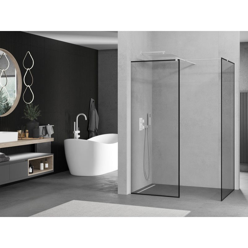 Mexen Kioto sprchová stěna Walk-in 110 x 90 cm, černý rám, bílá - 800-110-202-20-70-090