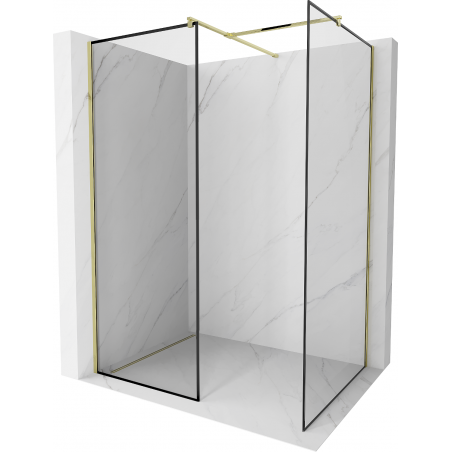 Mexen Kioto Sprchová stěna Walk-in 80 x 80 cm, černý rám, zlatá - 800-080-202-50-70-080