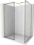 Mexen Kioto Sprchová stěna Walk-in 80 x 80 cm, černý rám, zlatá - 800-080-202-50-70-080