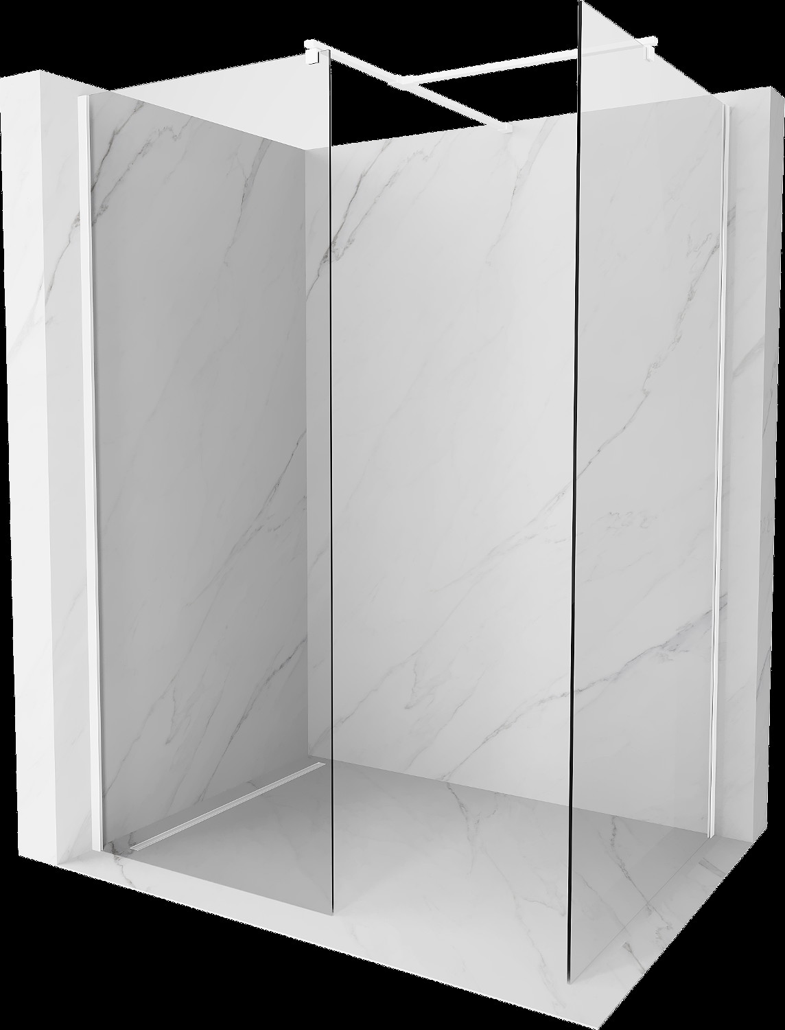 Mexen Kioto sprchová stěna Walk-in 130 x 85 cm, transparentní, bílá - 800-130-202-20-00-085