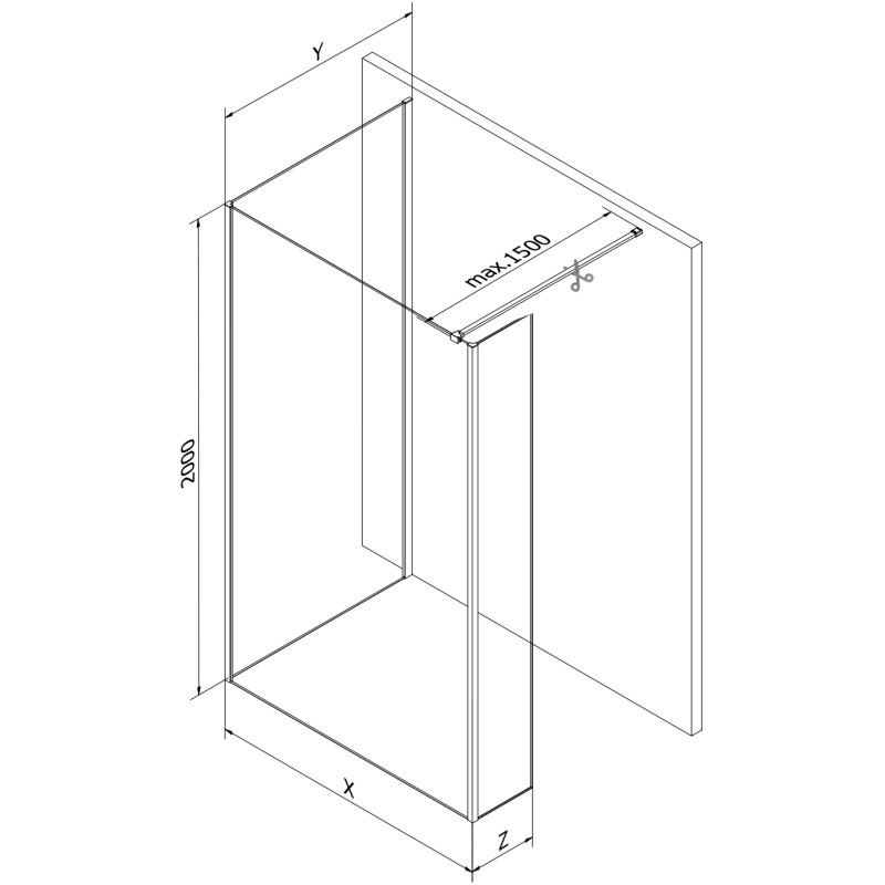 Mexen Kioto sprchová stěna Walk-in 125 x 90 x 40 cm, transparentní, černá - 800-125-090-221-70-00-040