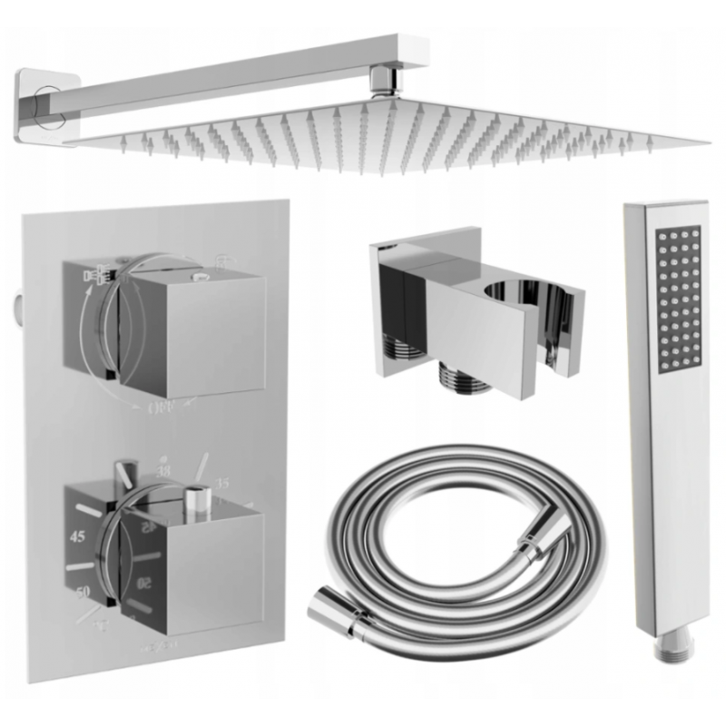 Mexen Cube DR02 podomítková sprchová sada s dešťovou hlavicí 30 cm, chrom - 77502DR0230-00