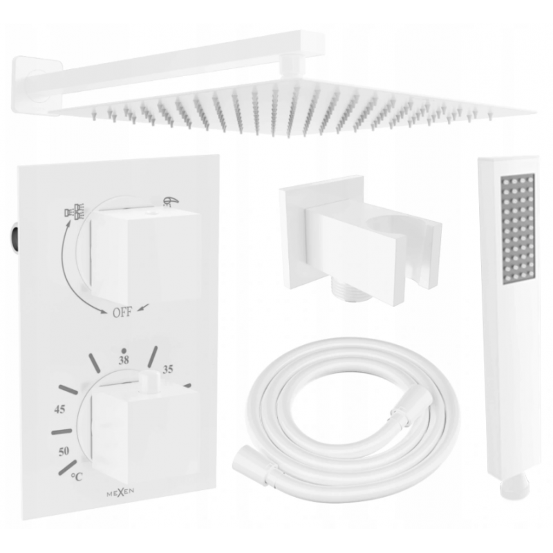 Mexen Cube DR02 podomítková sprchová sada s hlavovou sprchou 30 cm, bílá - 77502DR0230-20