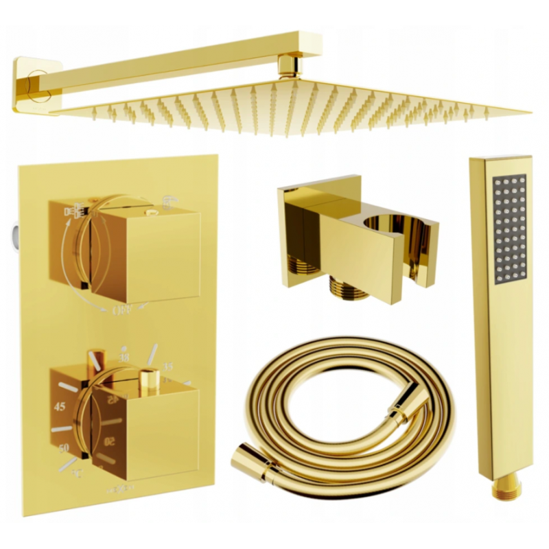 Mexen Cube DR02 podomítková sprchová sada s dešťovou sprchou 30 cm, zlatá - 77502DR0230-50
