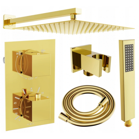 Mexen Cube DR02 podomítková sprchová sada s dešťovou sprchou 30 cm, zlatá - 77502DR0230-50