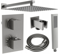 Mexen Cube DR02 podomítkový sprchový set s hlavovou sprchou 30 cm, gun gray kartáčovaný - 77502DR0230-66