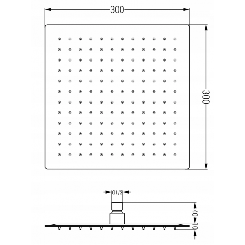 Mexen Cube DR02 podomítková sada vanovo-sprchová s dešťovou hlavicí 25 cm, černá - 77503DR0225-70