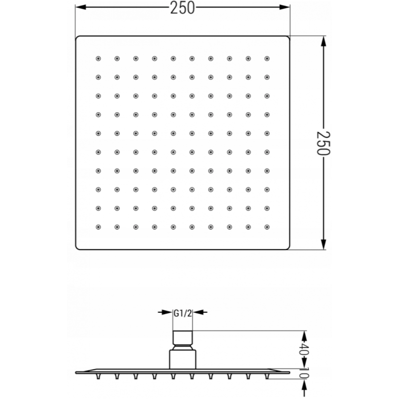 Mexen Cube DR02 vestavěná sprchová sada s dešťovou hlavicí 25 cm, černá - 77502DR0225-70