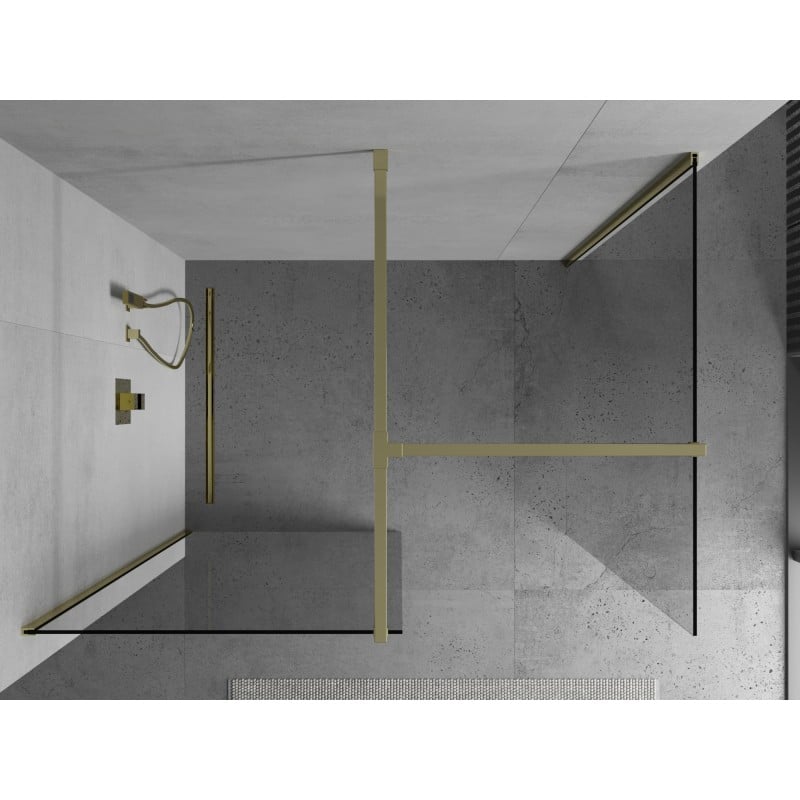 Mexen Kioto sprchová stěna Walk-in 150 x 80 cm, transparentní, zlatá - 800-150-202-50-00-080