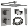 Mexen Cube DR02 podomítková sprchová sada s dešťovou sprchou 25 cm, kartáčovaná gun gray - 77502DR0225-66