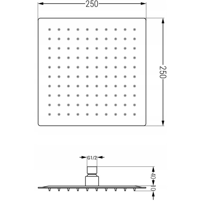 Mexen Cube DR02 podomítková sprchová sada s dešťovou sprchou 25 cm, kartáčovaná gun gray - 77502DR0225-66