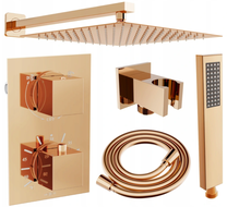 Mexen Cube DR02 podomítková sprchová sada s dešťovou hlavicí 25 cm, růžové zlato - 77502DR0225-60