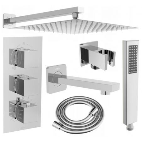 Mexen Cube DR02 vestavná vana se sprchou s dešťovou sprchou 25 cm, chrom - 77503DR0225-00