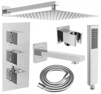 Mexen Cube DR02 podomítková vanová a sprchová sada s dešťovou hlavicí 25 cm, chrom - 77503DR0225-00