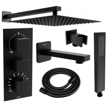 Mexen Cube DR02 podomítková vanová-sprchová sada s dešťovou sprchou 30 cm, černá - 77503DR0230-70