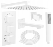 Mexen Cube DR02 podomítková vanová a sprchová sada s dešťovou sprchou 25 cm, bílá - 77503DR0225-20