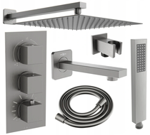 Mexen Cube DR02 podomítková vanová-sprchová sada s dešťovou sprchou 25 cm, grafit - 77503DR0225-66