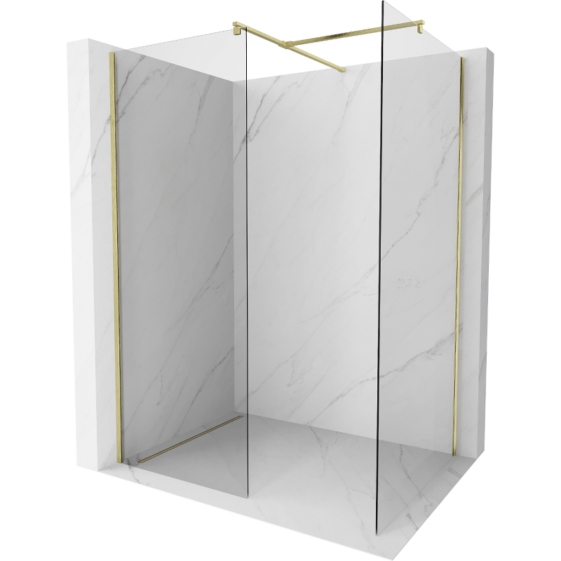 Mexen Kioto sprchová stěna Walk-in 125 x 120 cm, transparentní, zlatá kartáčovaná - 800-125-202-55-00-120