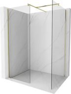 Mexen Kioto sprchová stěna Walk-in 130 x 80 cm, transparentní, zlatá kartáčovaná - 800-130-202-55-00-080