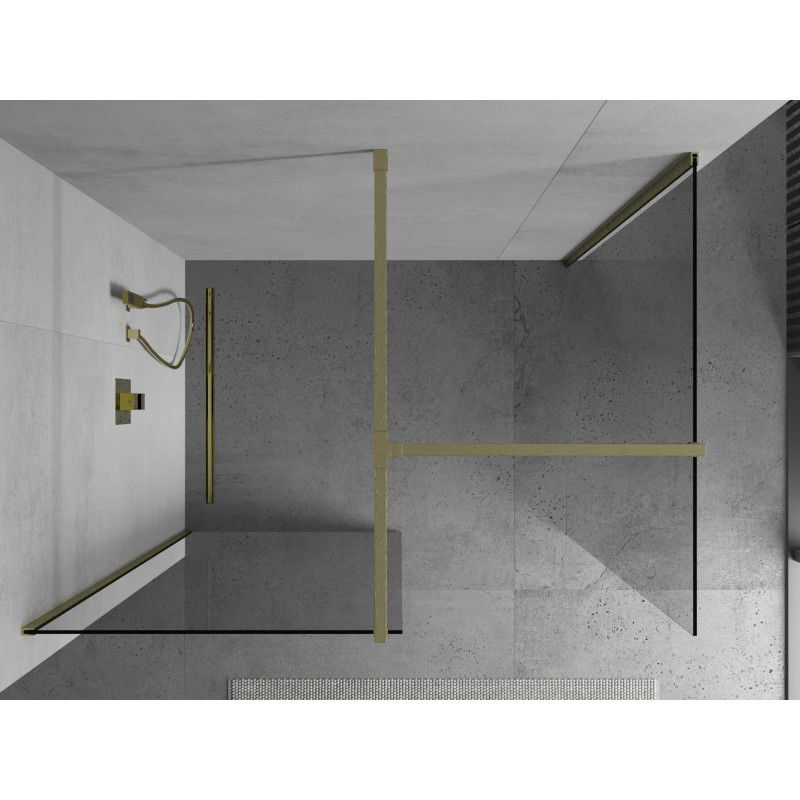 Mexen Kioto sprchová stěna Walk-in 160 x 95 cm, transparentní, zlatá kartáčovaná - 800-160-202-55-00-095