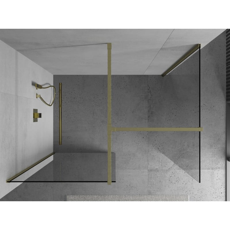 Mexen Kioto sprchová stěna Walk-in 180 x 80 cm, transparentní, zlatá kartáčovaná - 800-180-202-55-00-080